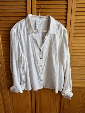 Calypso St. Barth White Linen Button-Down Shirt